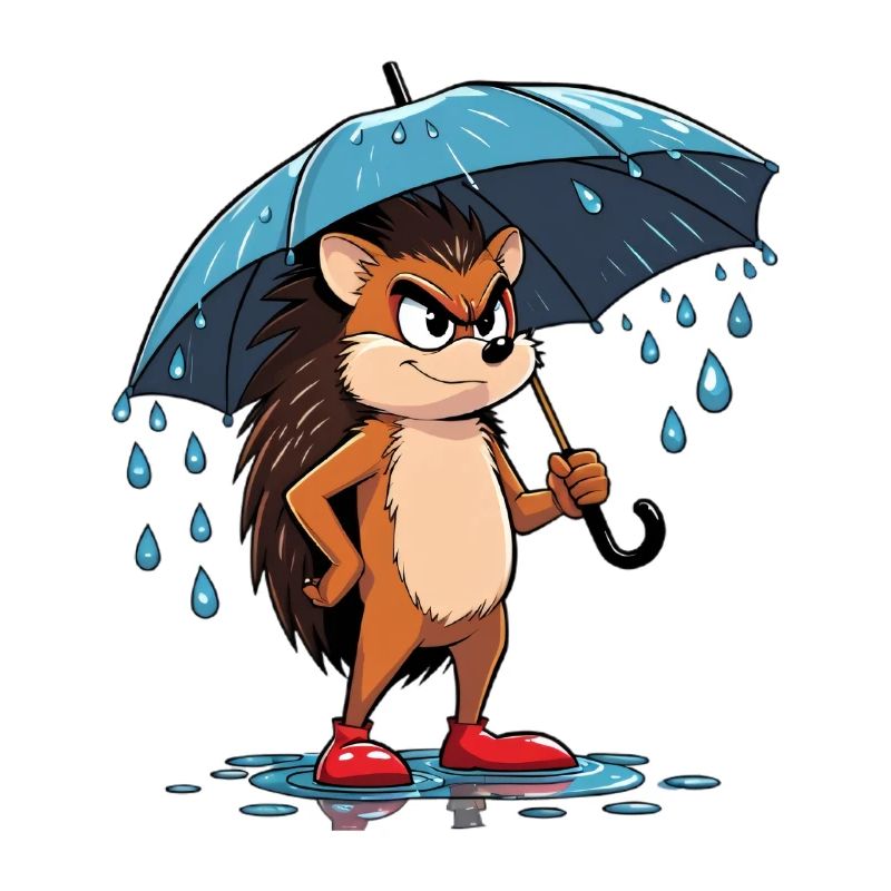 Hérisson de dessin animé avec parapluie