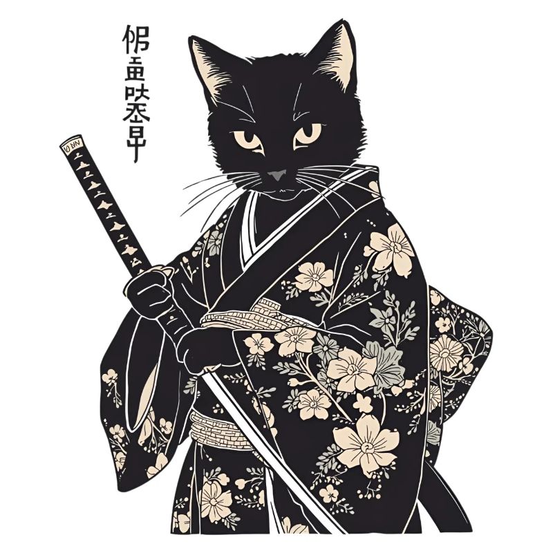 Chat samouraï – Style japonais moderne