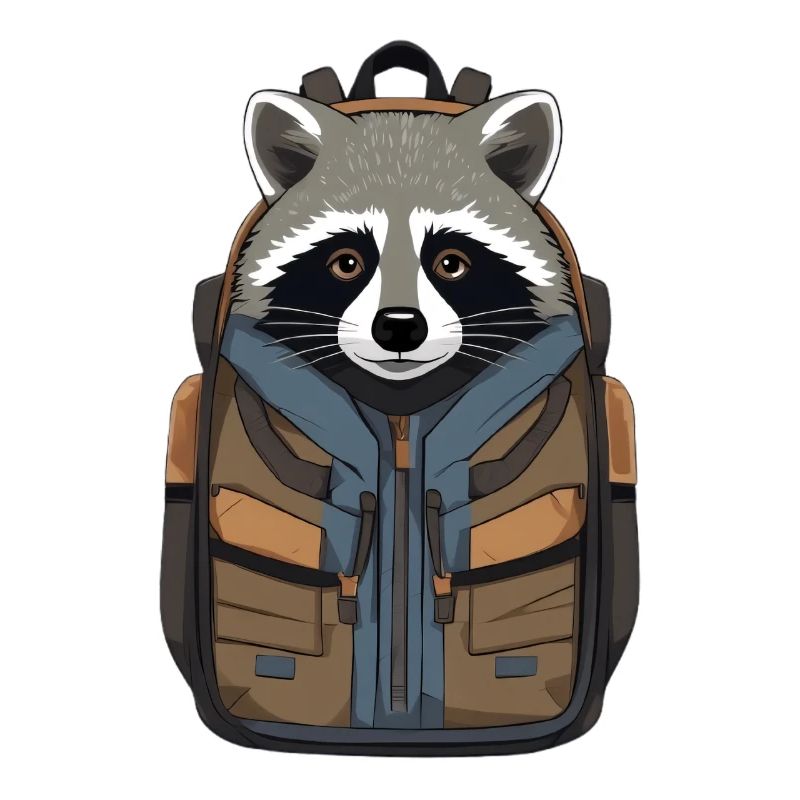 Waschbär mit Rucksack Illustration