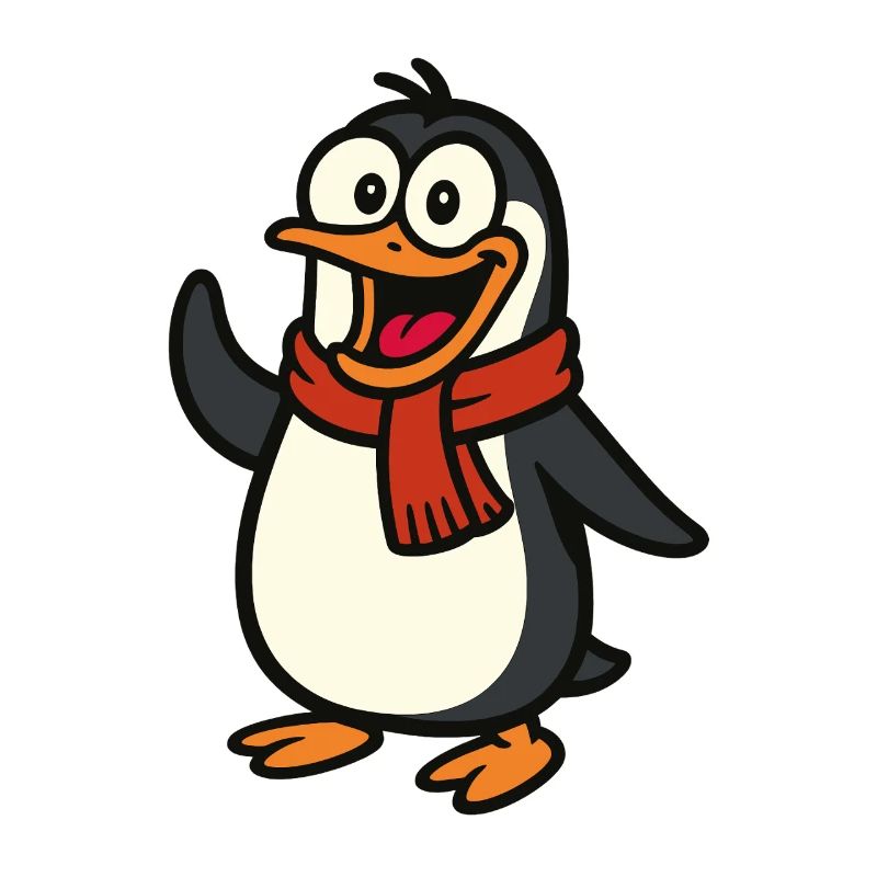Pingouin joueur avec une écharpe rouge