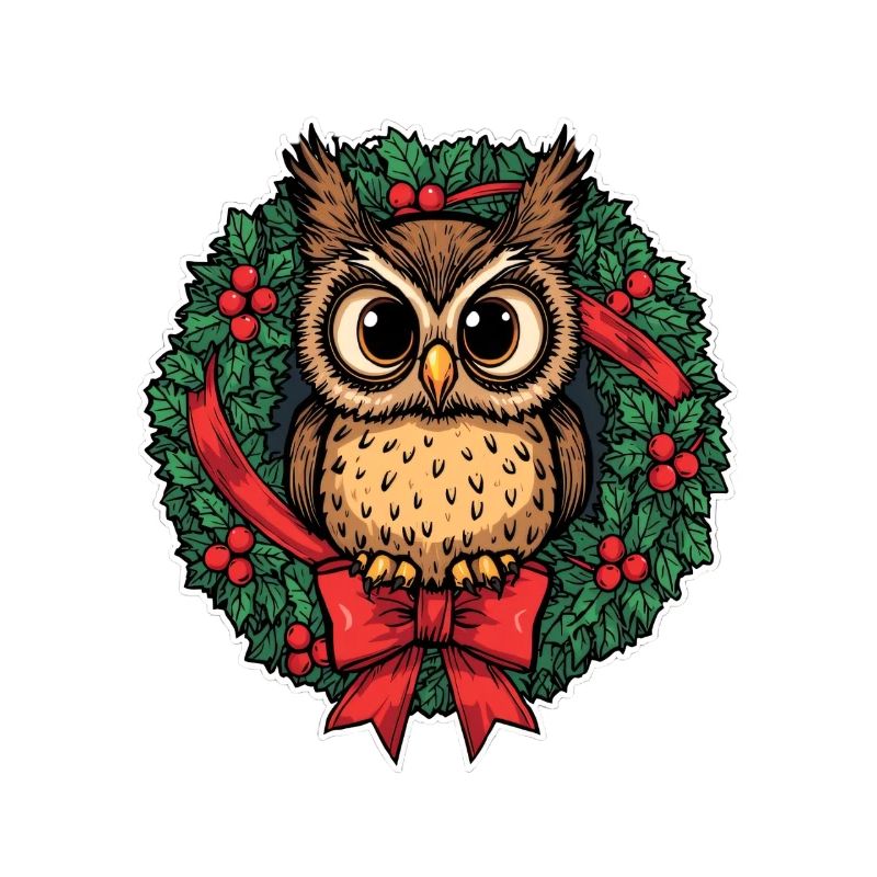 Eule im Weihnachtskranz