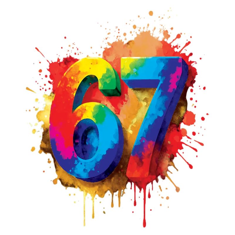 Nummer 67 Splash Colorful Design Nummer