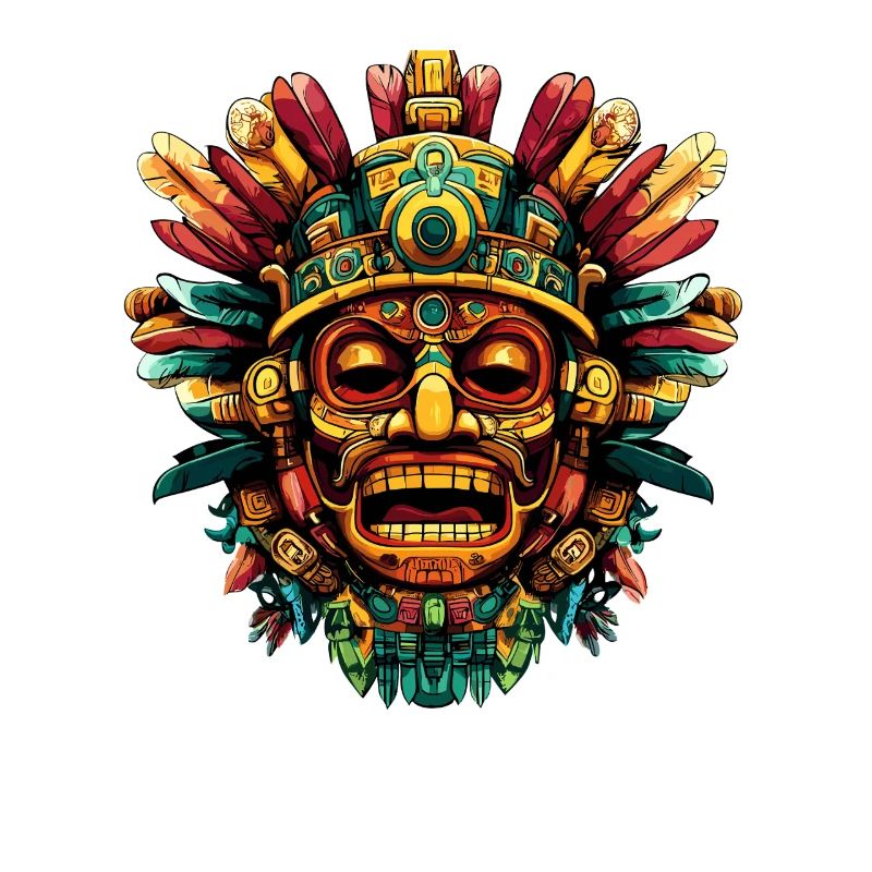 Explosion des couleurs du masque de plume aztèque