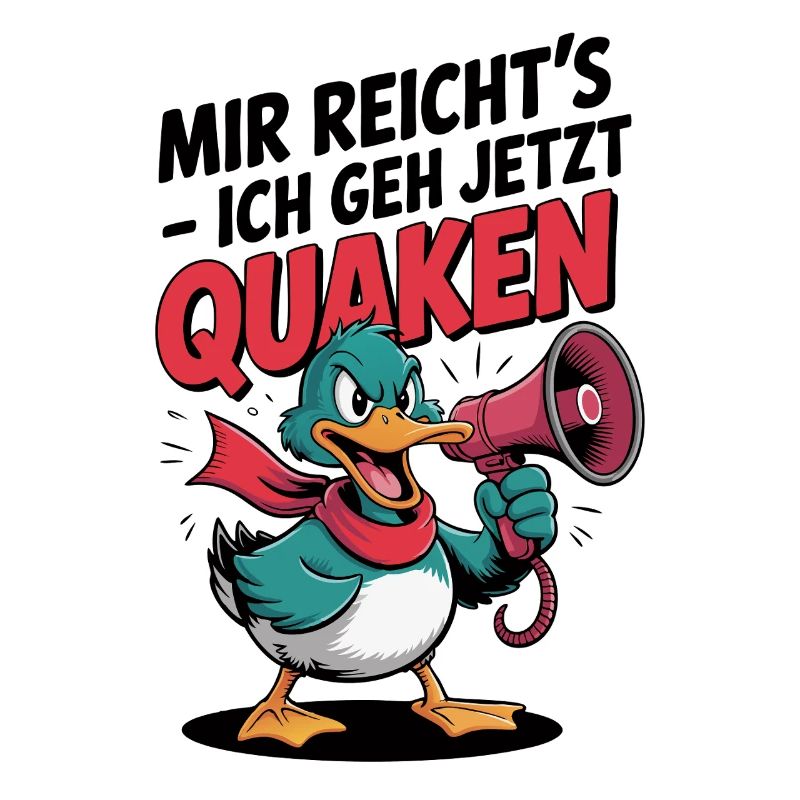 Funny duck with megaphone and saying