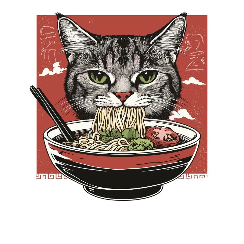 Katze mit Ramen