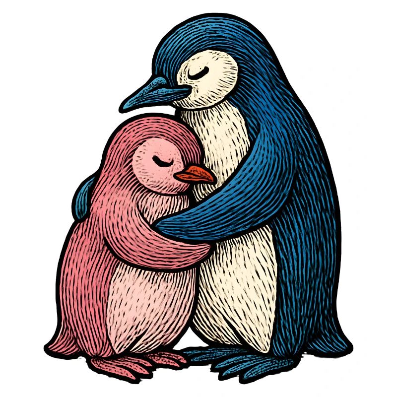 Pingouins Câlins : Duo Bleu Rose