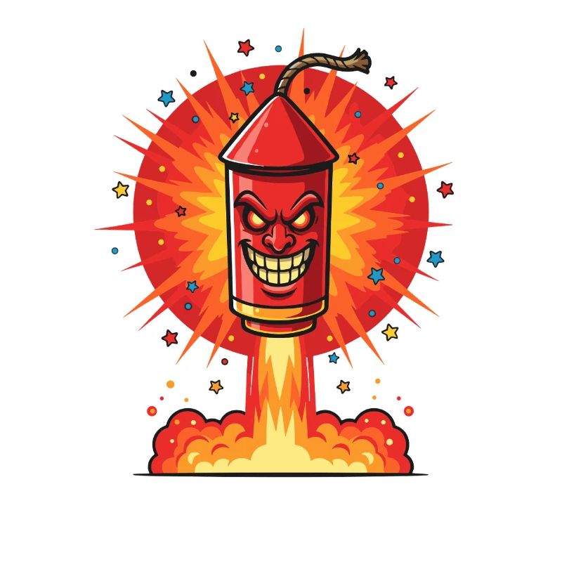 Laughing rocket in the fire