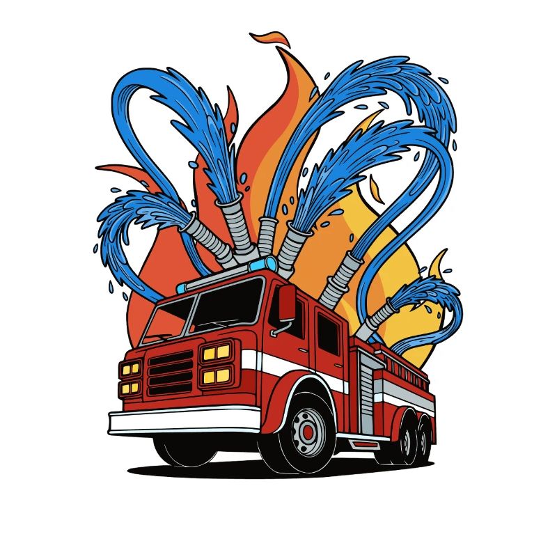 A fire truck extinguishes a fire – a rescue operation