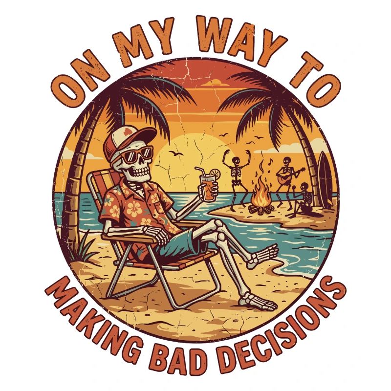 Skeleton Beach Retro Humor