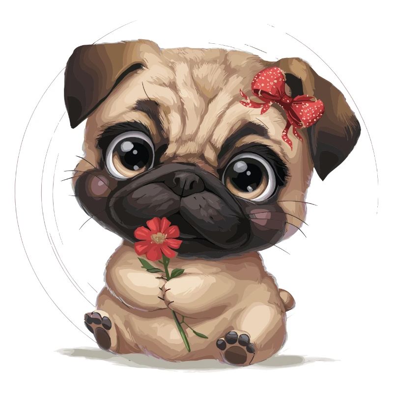 Mops Hundehalter Mops Liebe Blume