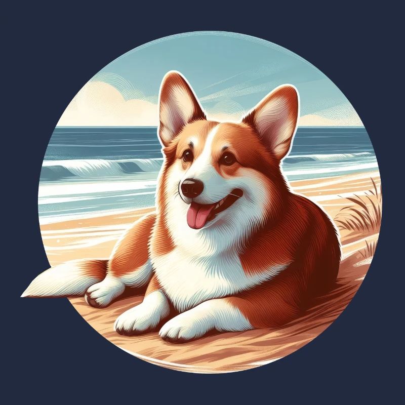 Welsh Corgi sur le dessin de plage
