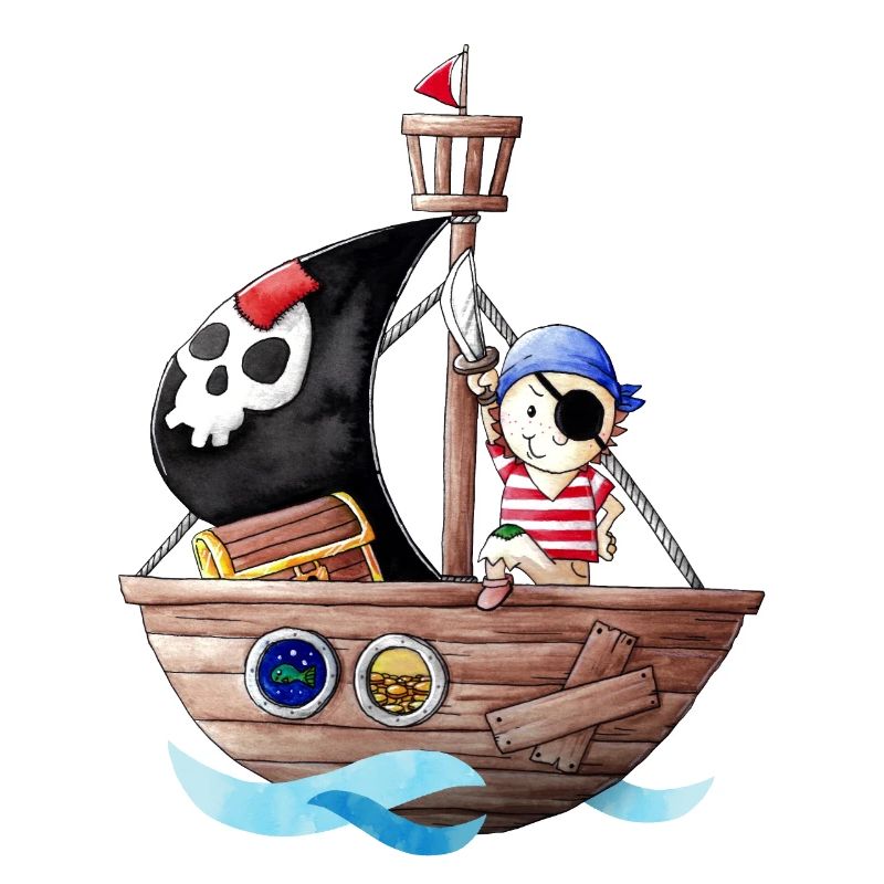 Petit pirate avec son bateau