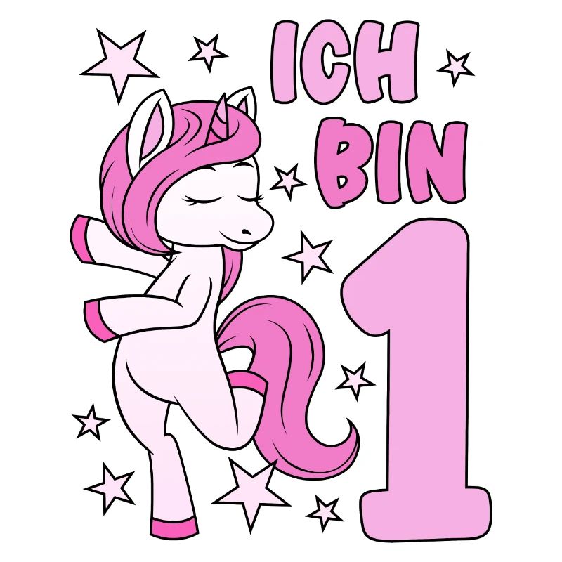 1. Geburtstag Mädchen süßes rosa Einhorn Ich bin 1