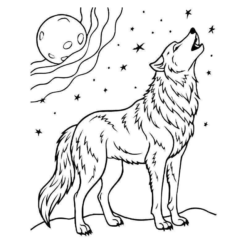 Wolf heult in der Nacht