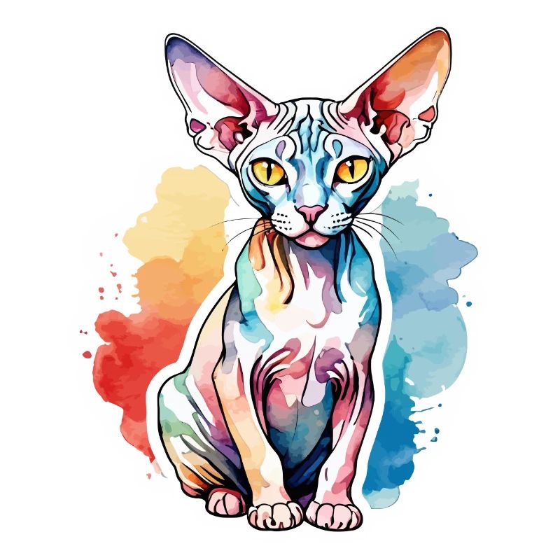 Sphynx Katze Wasserfarben