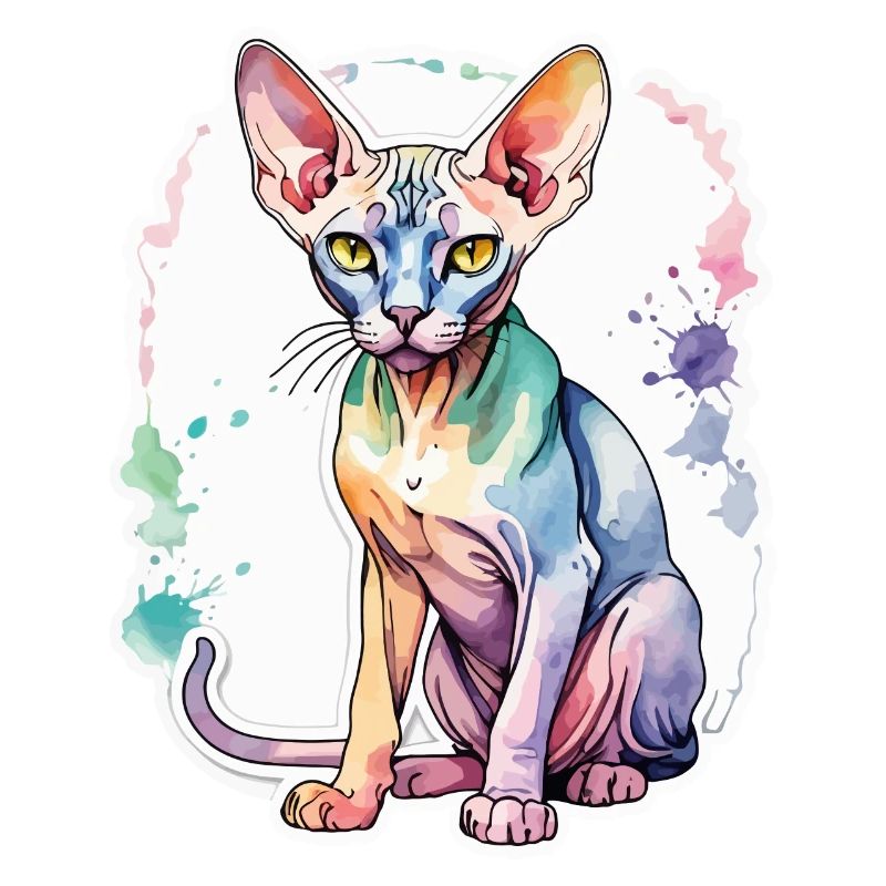 Sphynx Katze Wasserfarben