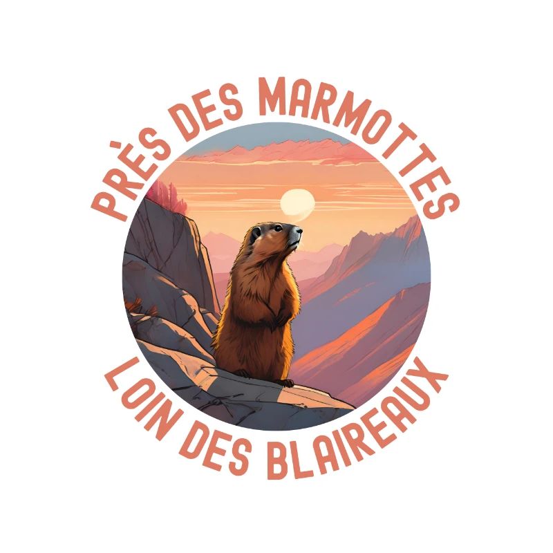 Marmotte coucher de soleil montagnes