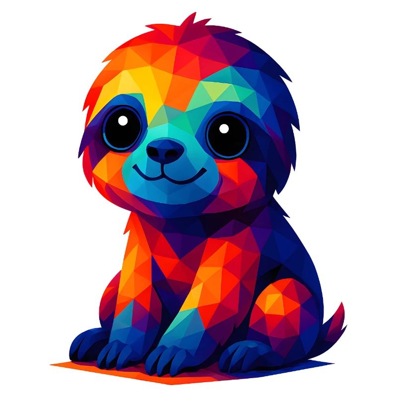 WPAP Polygon Kawaii Style Baby Sloth