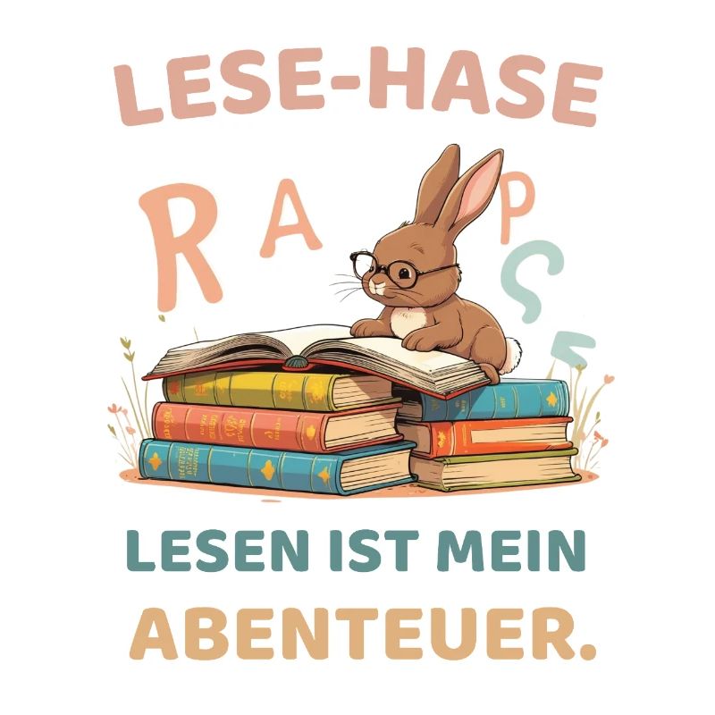 Lese-Hase mit Lernmotiven