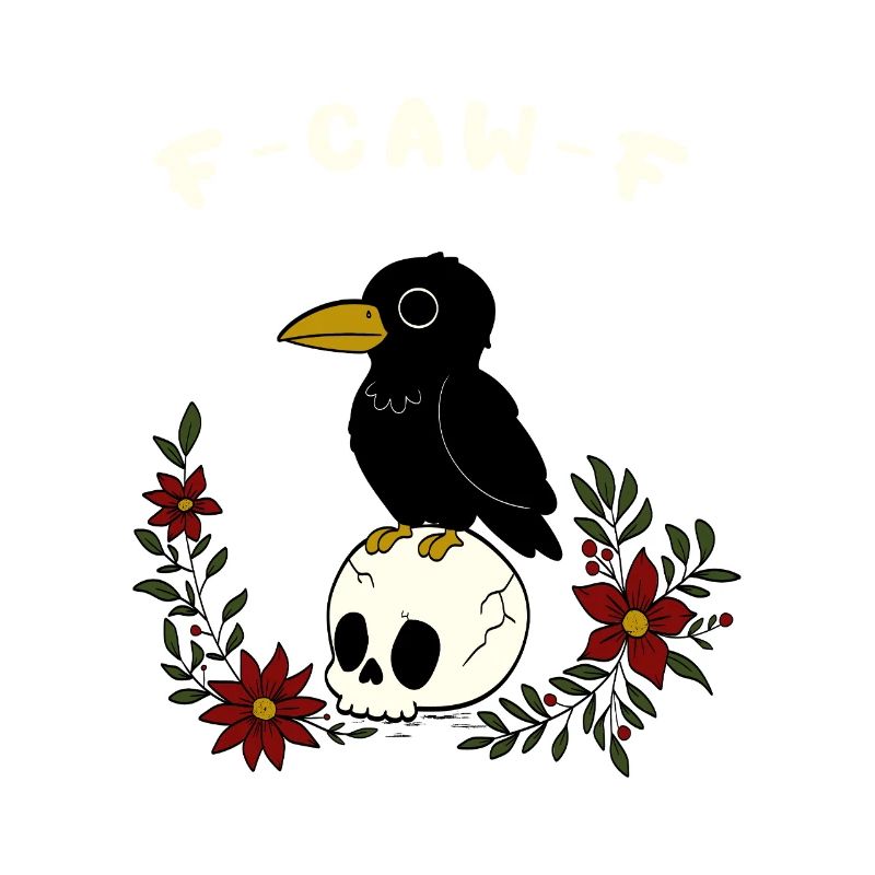 F-Caw-F Crâne dans un cercle de fleurs