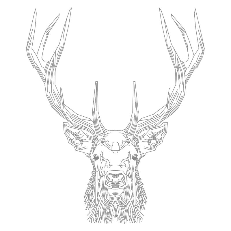 Tech Deer – Geometrischer Hirsch in Grau