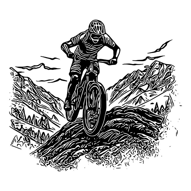 Einsamer Mountainbiker Bergfahrt