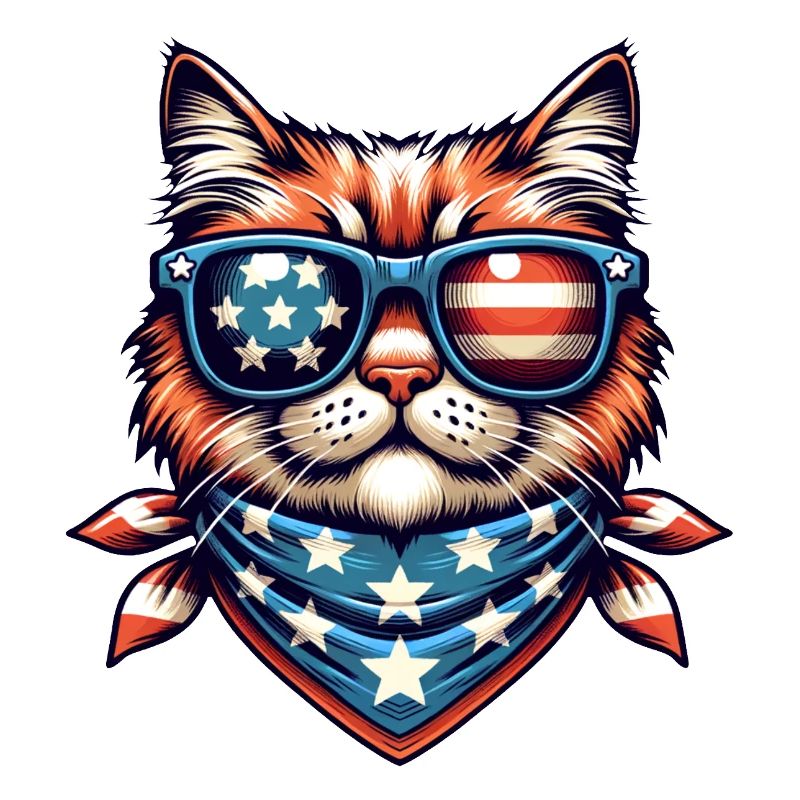 Coole Katze mit Sonnenbrille und Halstuch