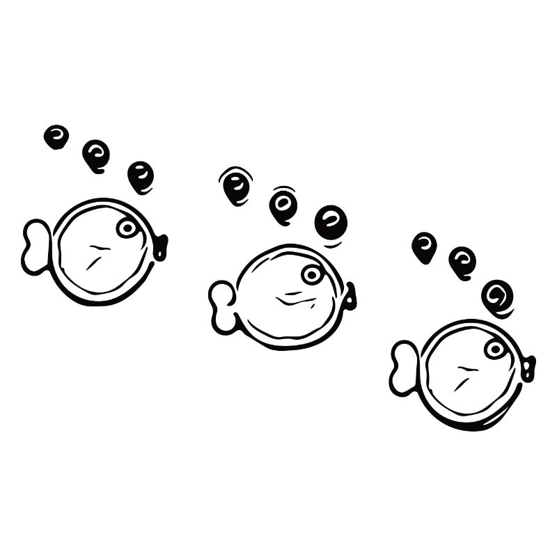 Three funny schooling fish in formation