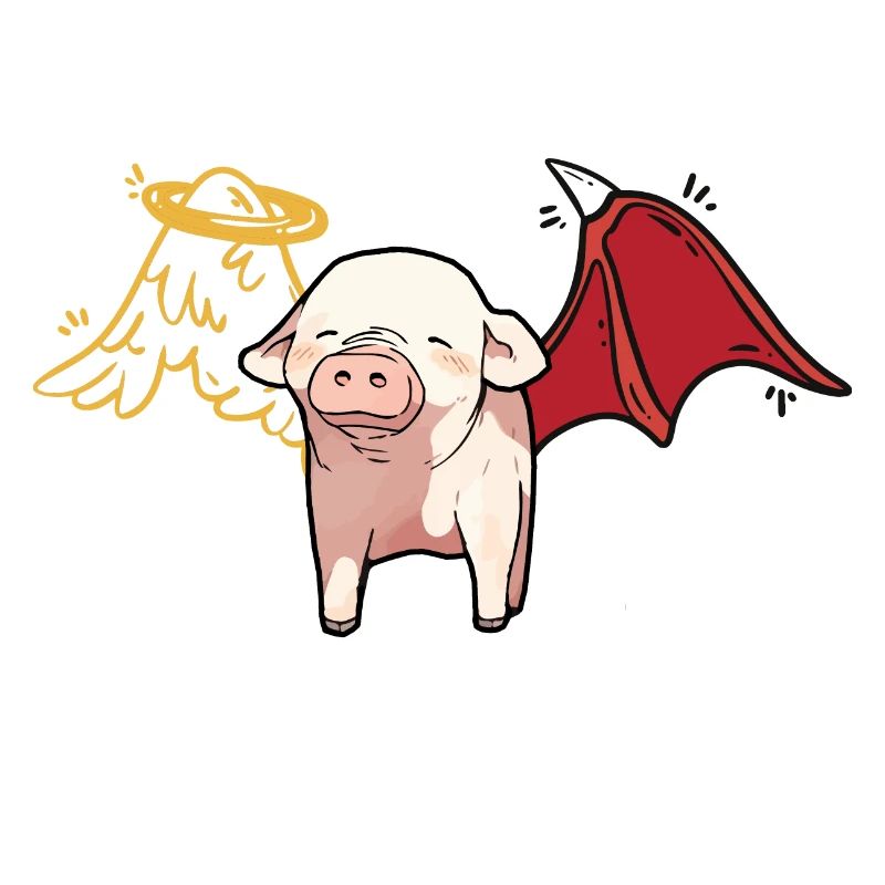 Himmlisch satanisches Schwein Engel Teufel