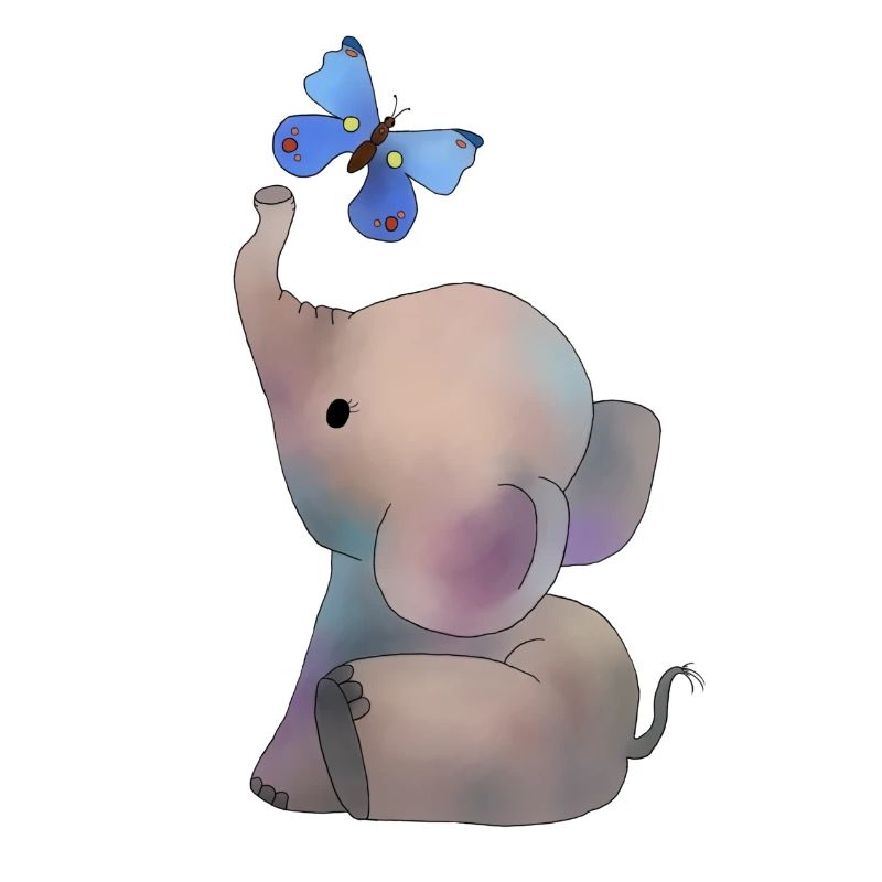 Elefant mit Schmetterling
