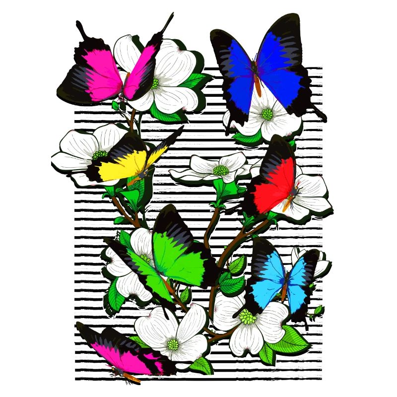 Papillon Papillon - papillon - bouquet de fleurs