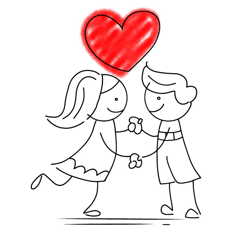 Conception de coeur avec des couleurs pastel et un style d’esquisse