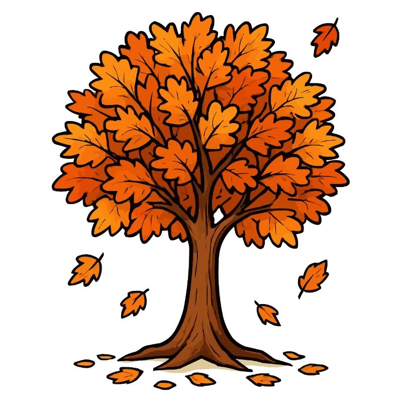 Autumn tree in flame orange