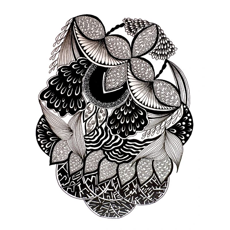 Motif de feuilles noir et blanc Conception du cercle