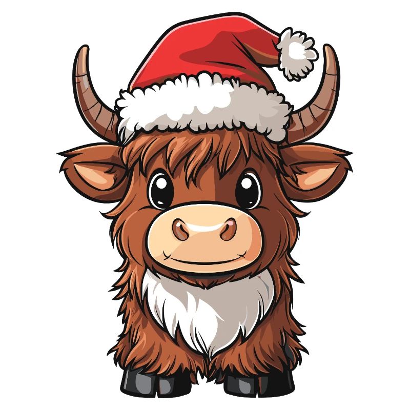 Joyeux Noël, douce vache des Highlands avec