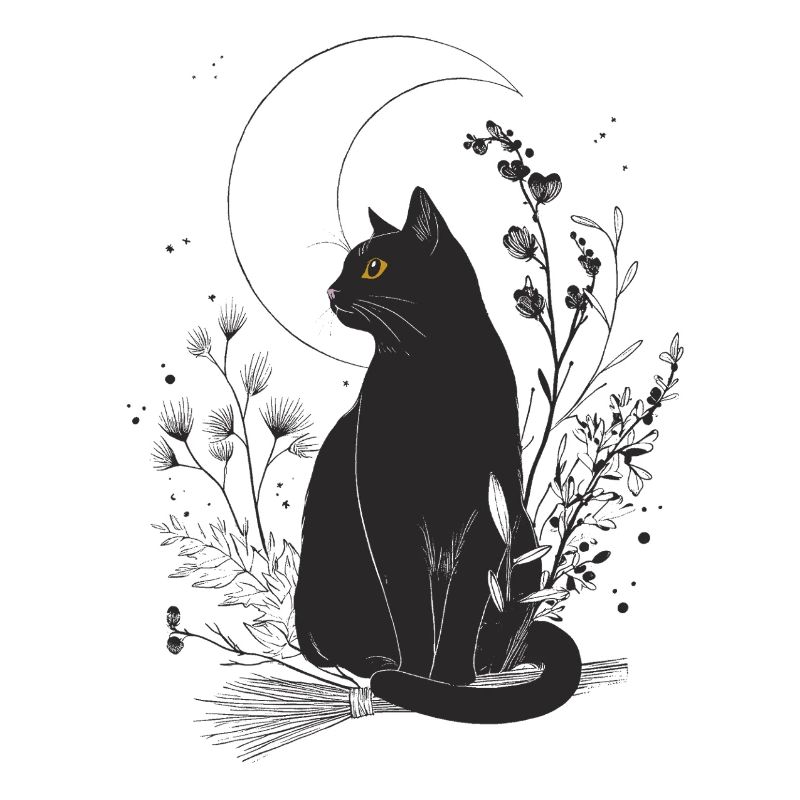 Chat noir au clair de lune