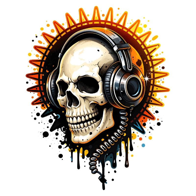 Totenkopf mit Kopfhörern Illustration