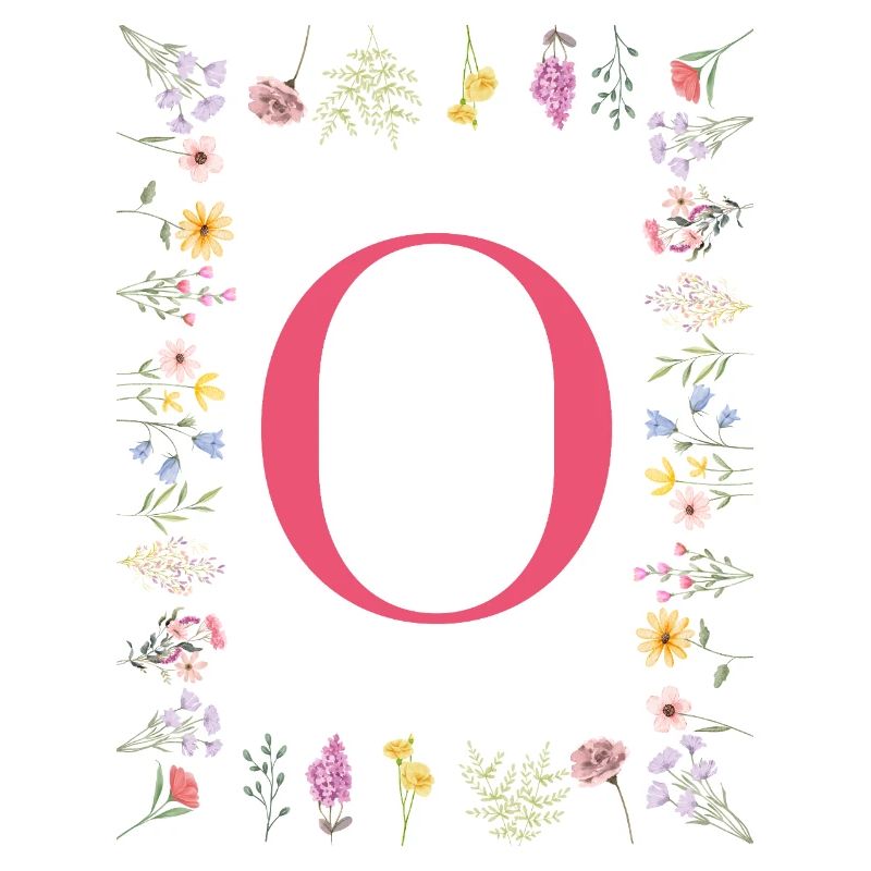Florale Initialen "O", Buchstaben Monogramm 
