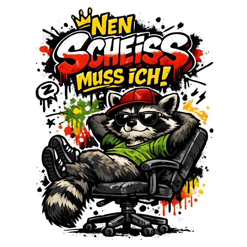 Nen Scheiss muss ich Lustiger Waschbär Spruch 