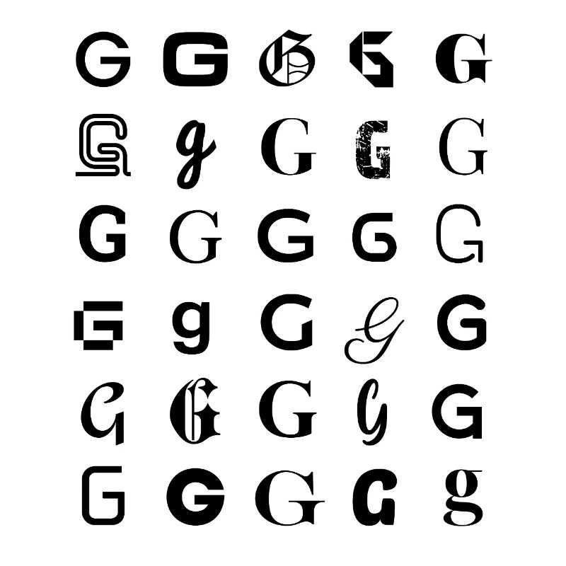 Typography G letter mosaic design