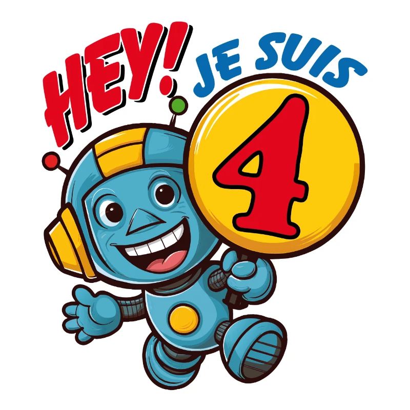 Quatre ans petit robot mignon anniversaire d'enfan