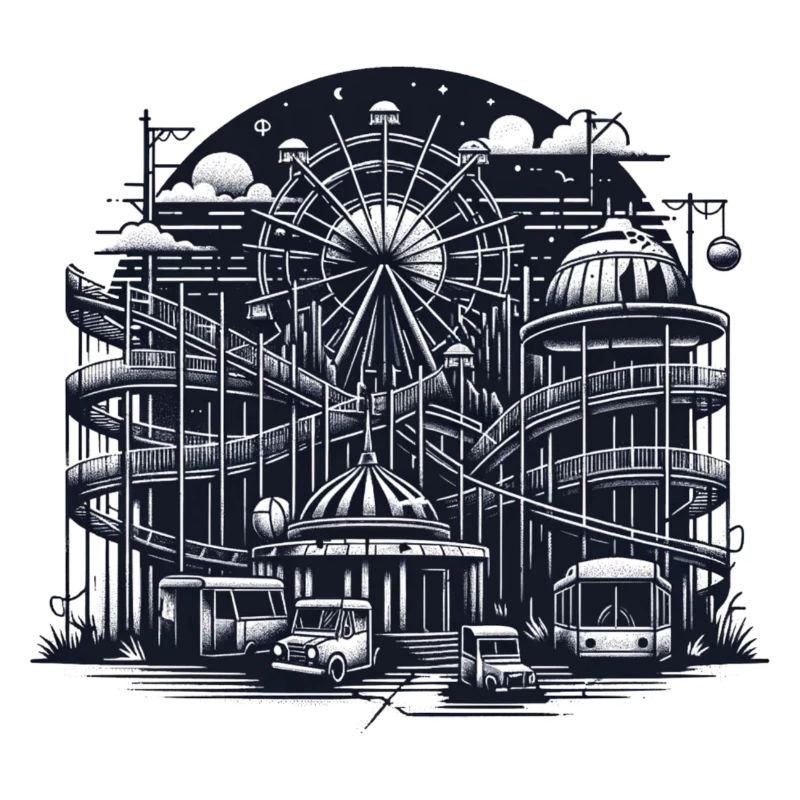 Parc d'attractions déserté : Urbex Vector Art