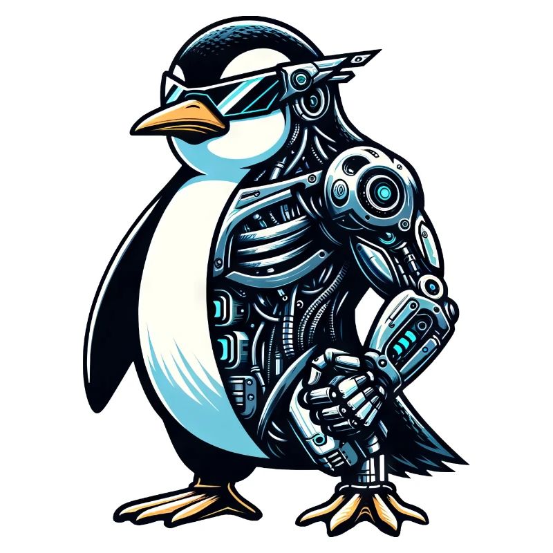 Robot cyborg pingouin