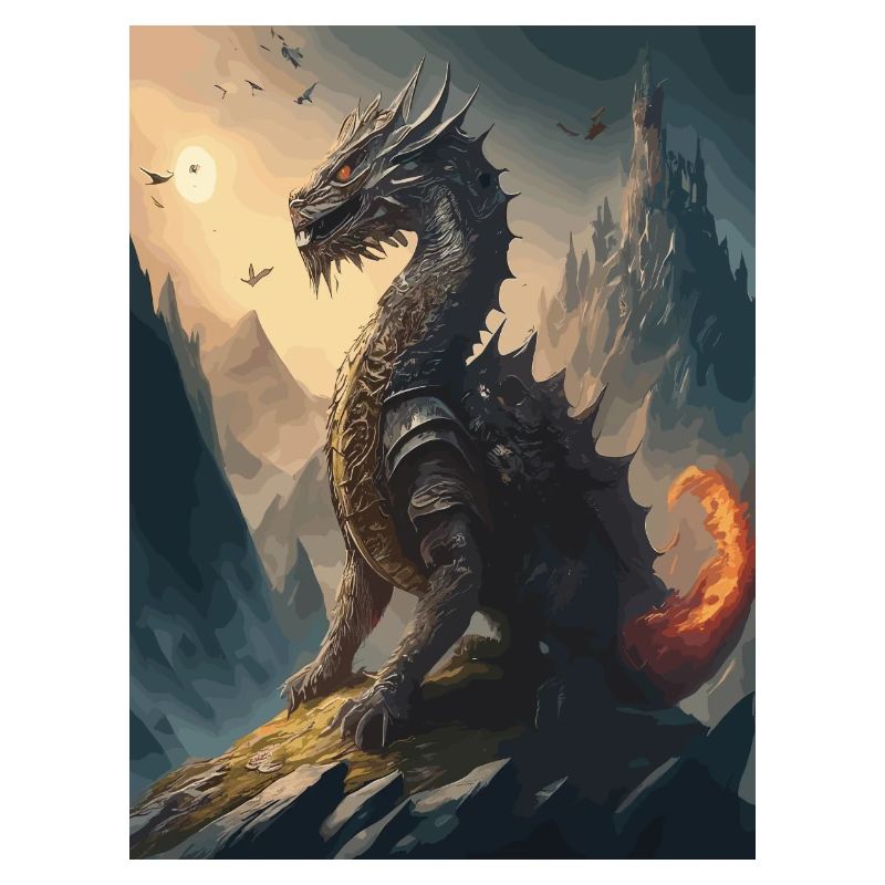 Drachenkrieger Schwarzrot Illustration