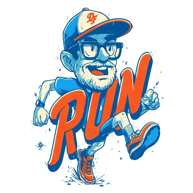 Funny runner with RUN lettering