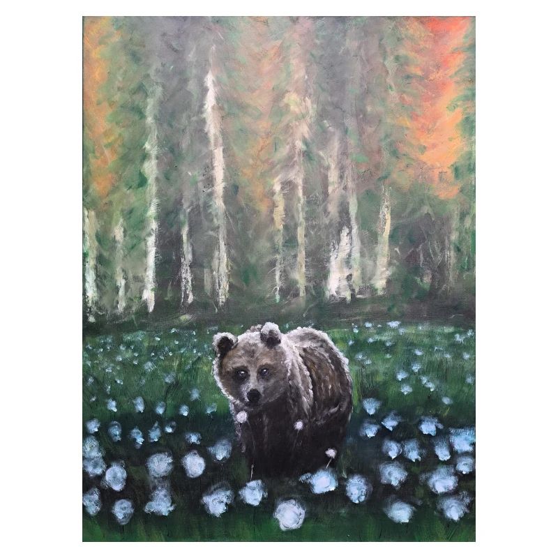 Ours dans la scène de forêt enneigée