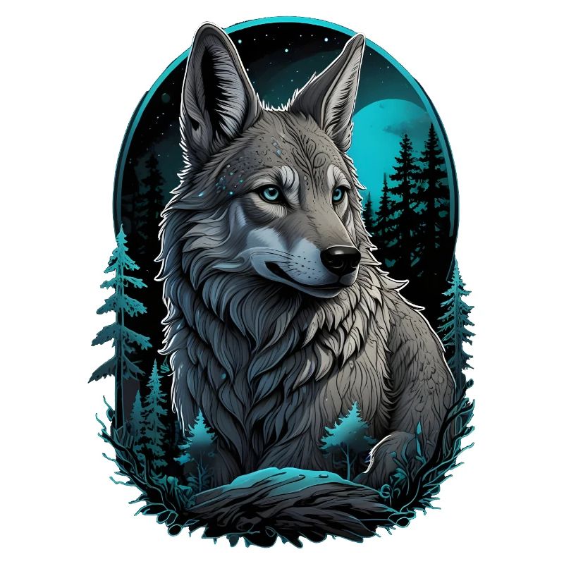 Mystic Wolf at Full Moon