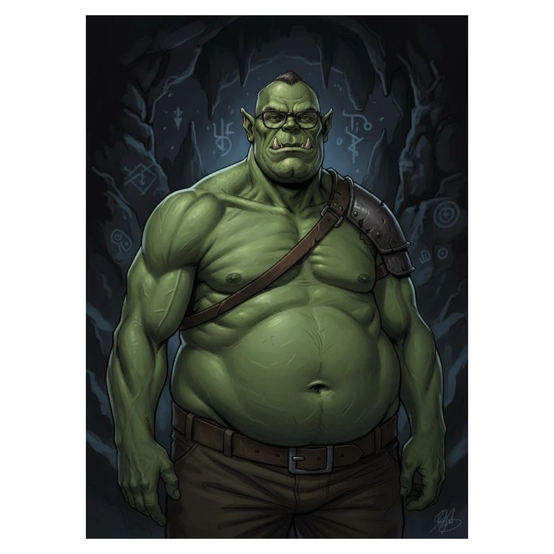 Orc vert dans la lumière de la grotte