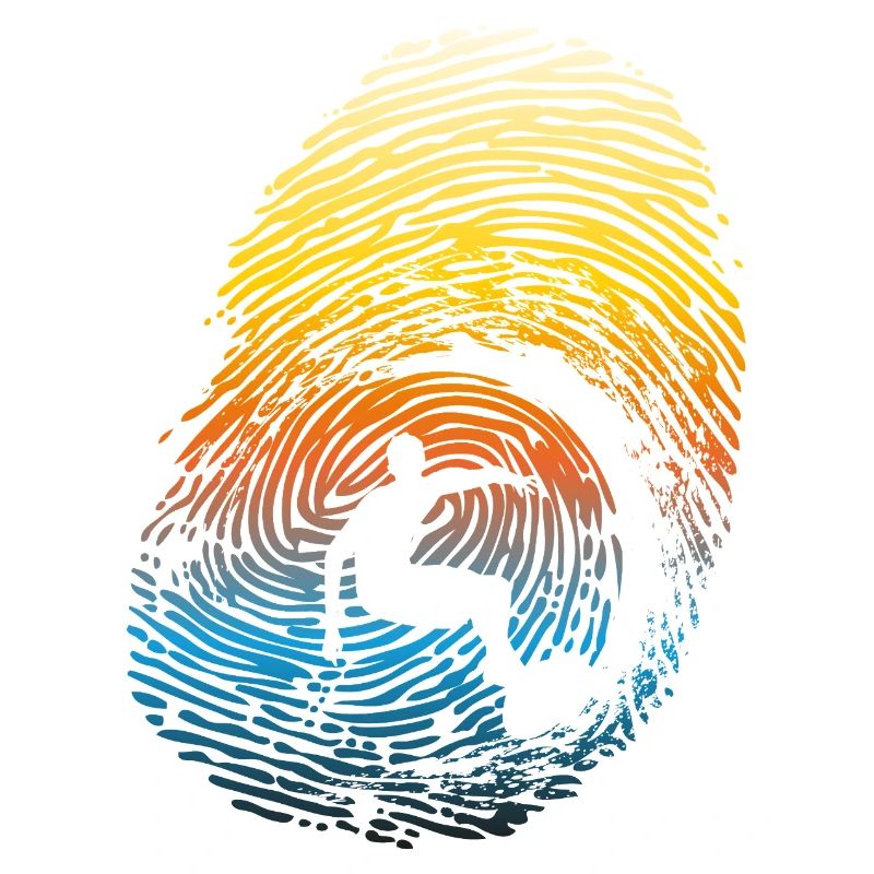 Sunset Rainbow Surf Fingerabdruck