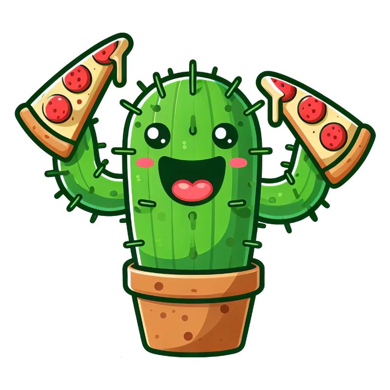 Cactus Kawaii Pizza Cute Pizza Lover